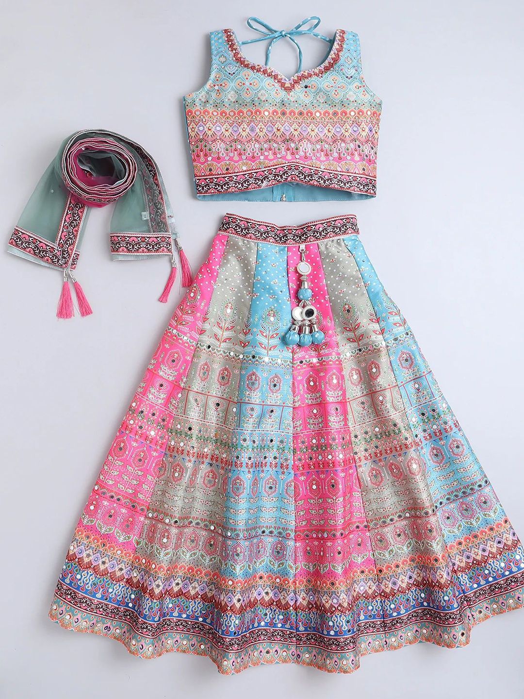 multiocolor lehenga girl