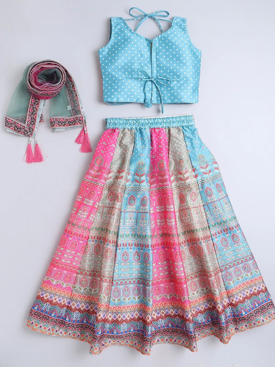 multiocolor lehenga girl
