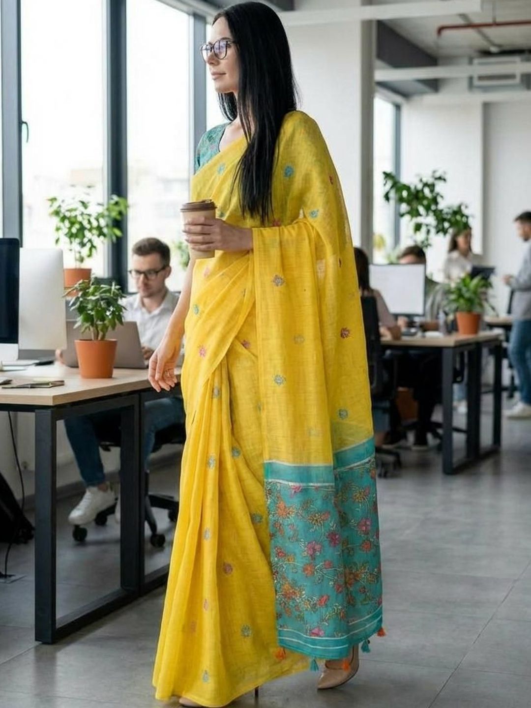 Yellow saree