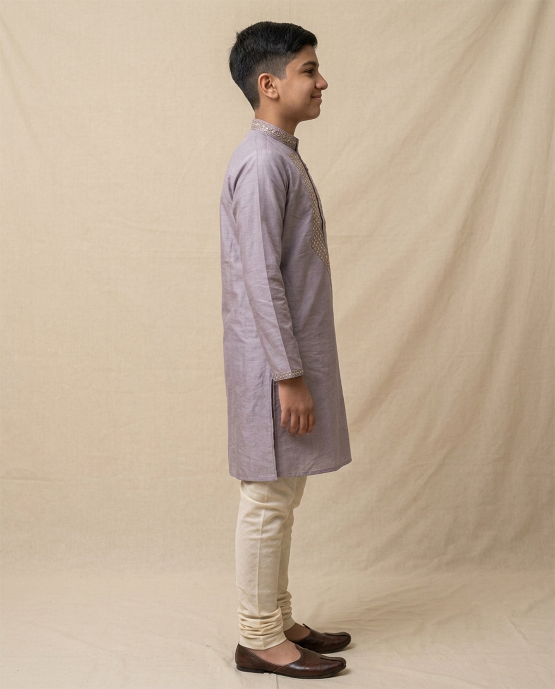 Purple Sequin Embroidered Kurta for Boys – Party & Eid Wear 2026